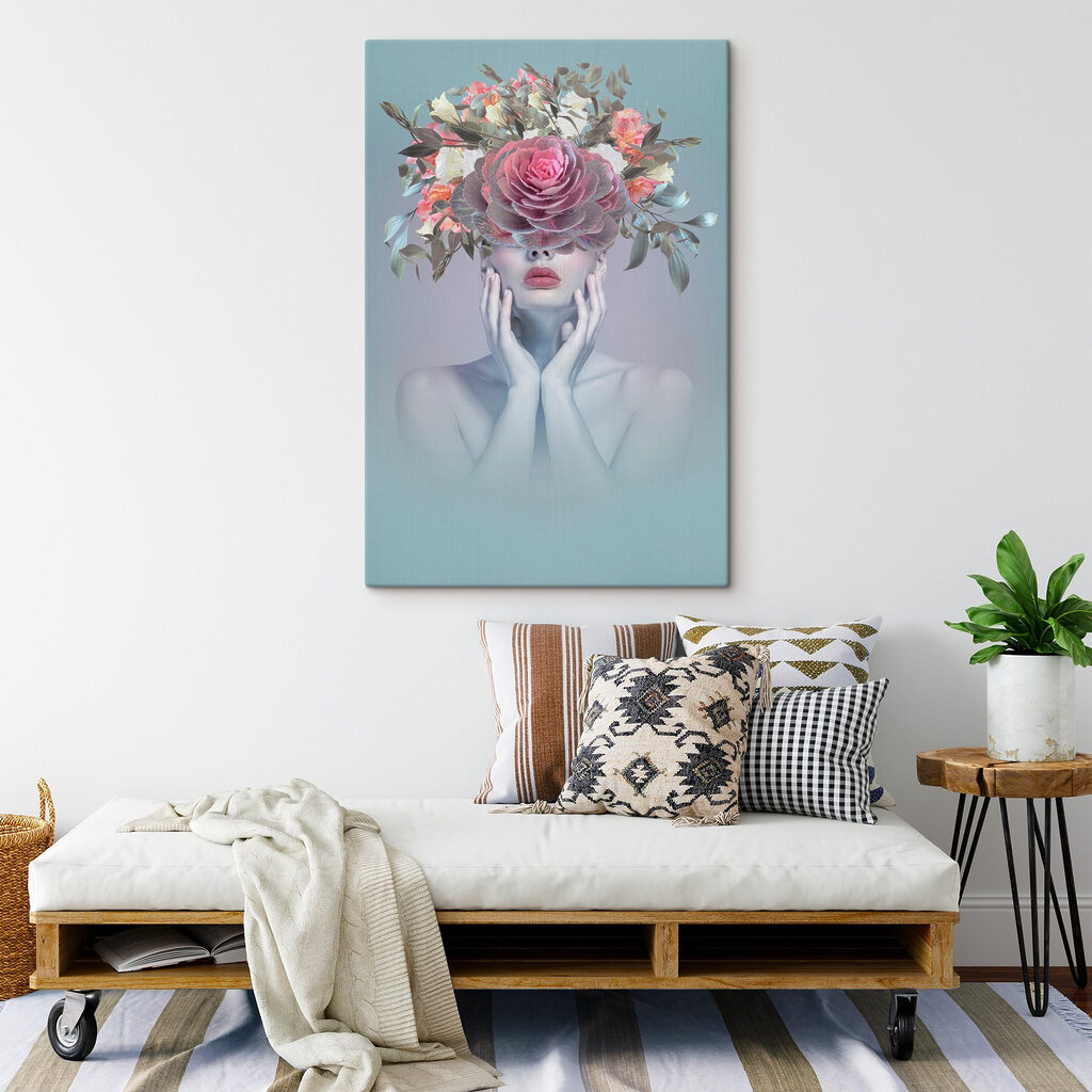 A woman with flowers on her head A woman with flowers on her head