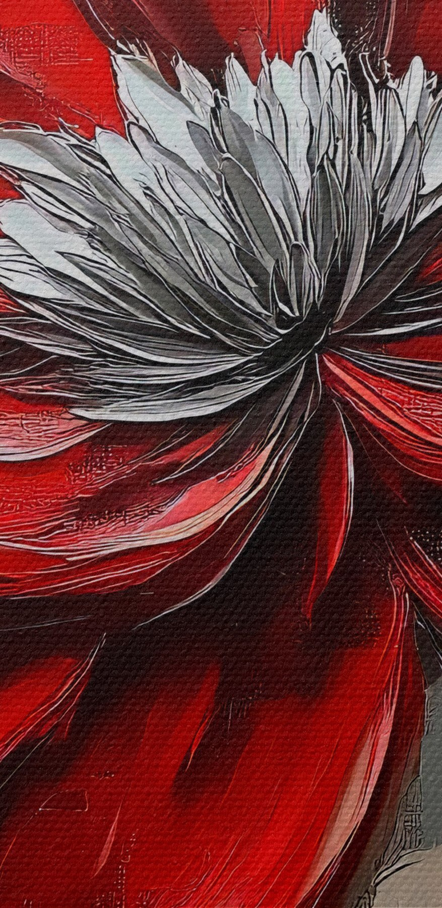 Rote Blume auf einer grauen Fläche Rote Blume auf einer grauen Fläche