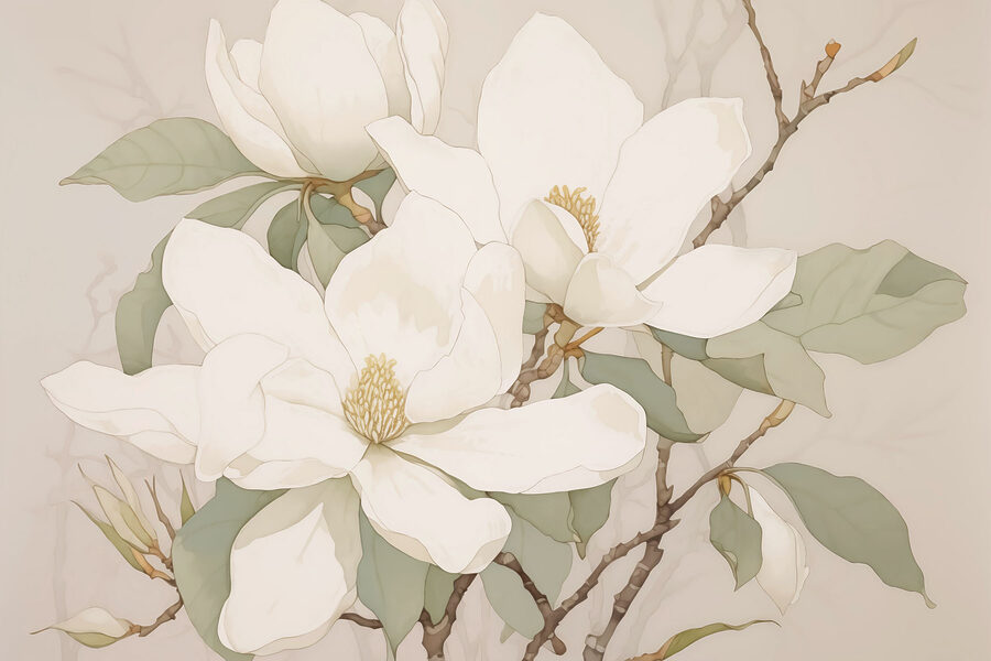 Malerei von weißen Blumen