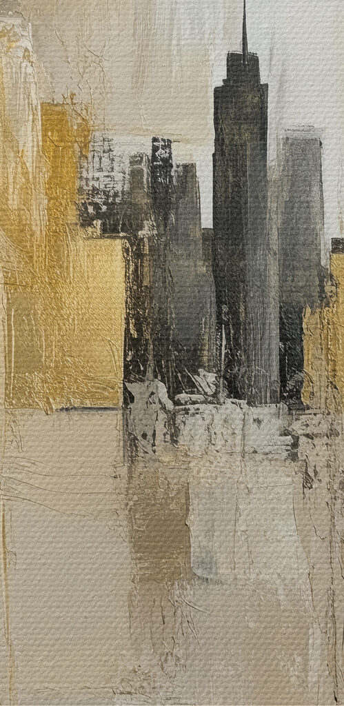 Painting of a city skyline