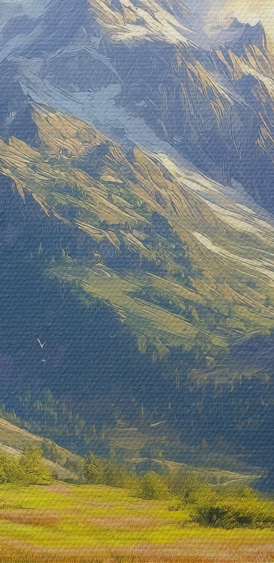 Ein Fluss fließt durch ein Tal mit Bergen im Hintergrund