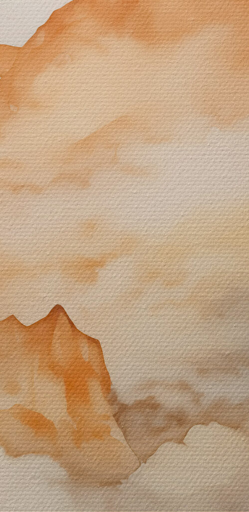 Painting of mountains and trees