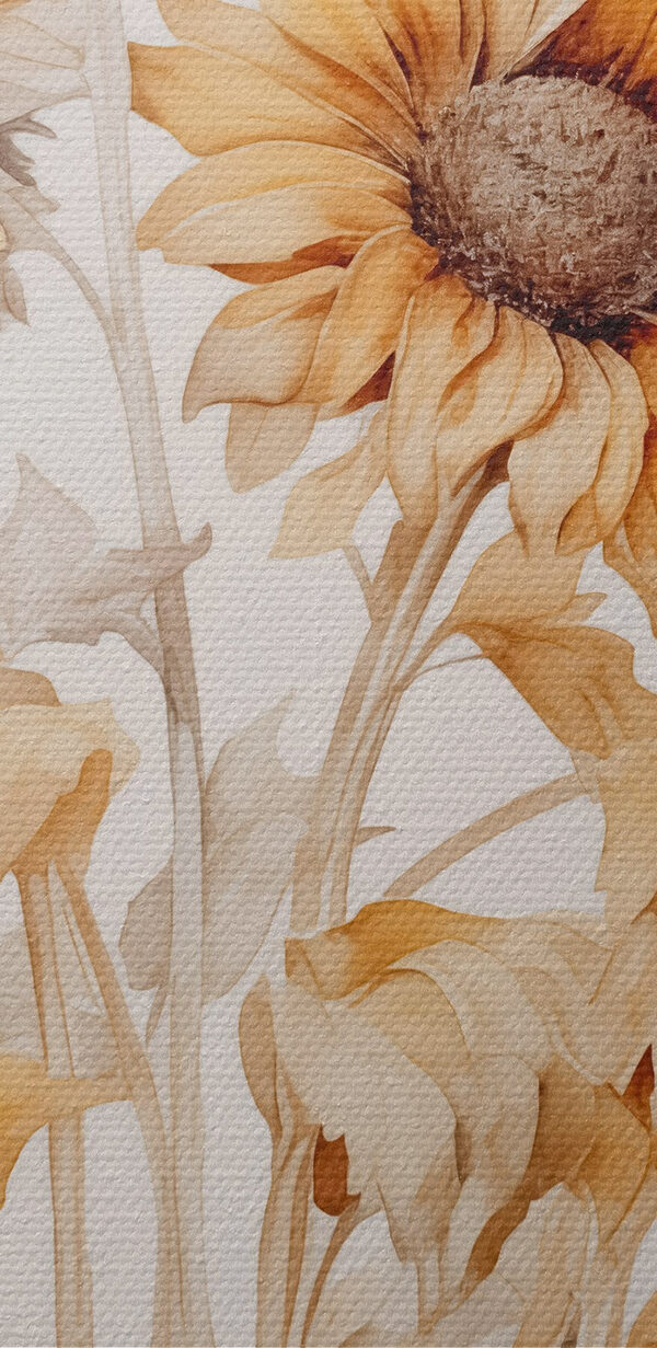 Gemälde von Sonnenblumen auf einem weißen Hintergrund Gemälde von Sonnenblumen auf einem weißen Hintergrund