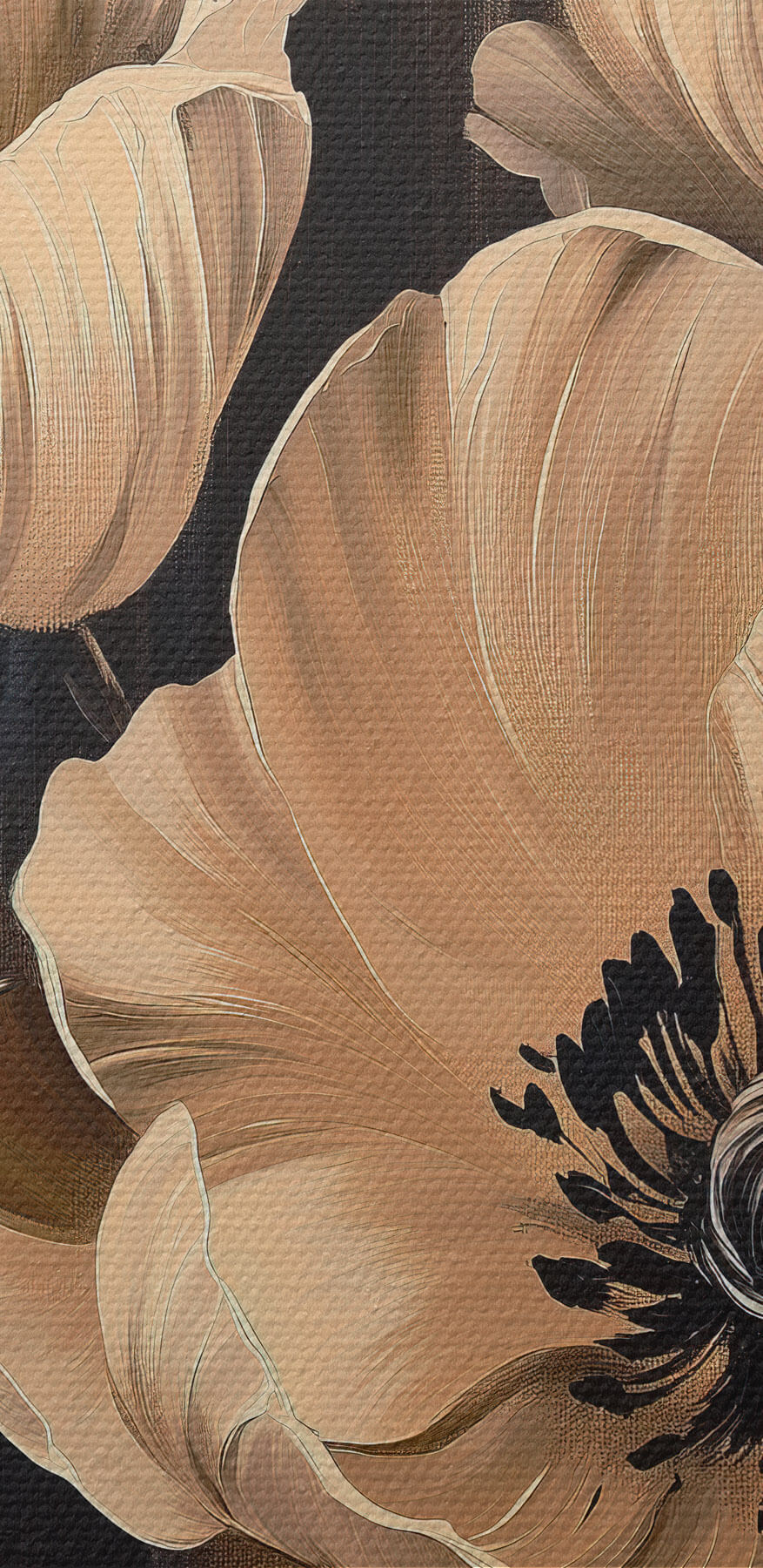 Gemälde von Blumen auf schwarzem Hintergrund Gemälde von Blumen auf schwarzem Hintergrund