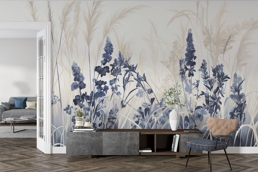 Malerei von Blumen und Gras