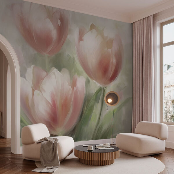 Gemälde mit rosa Blumen Gemälde mit rosa Blumen