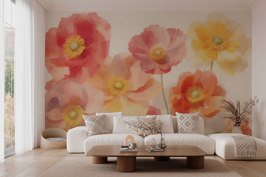 Gruppe von Blumen auf einem weißen Hintergrund