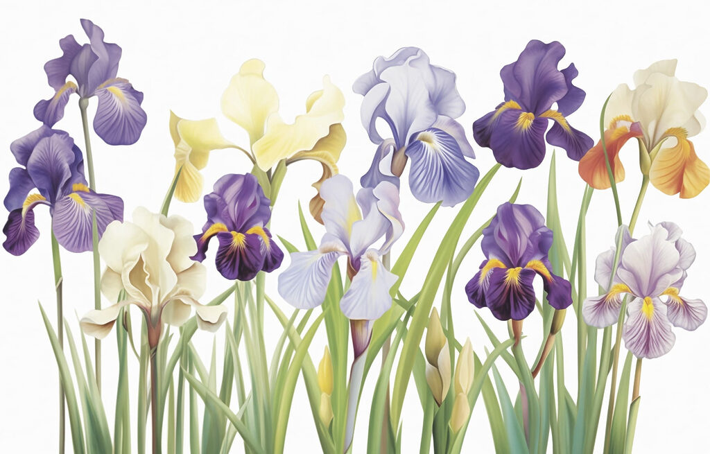 Gruppe von violetten und weißen Blumen Gruppe von violetten und weißen Blumen