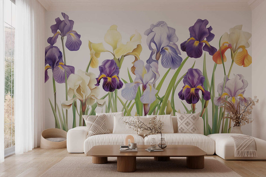 Gruppe von violetten und weißen Blumen