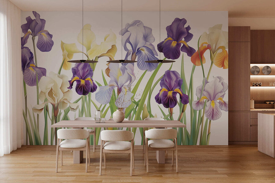Gruppe von violetten und weißen Blumen