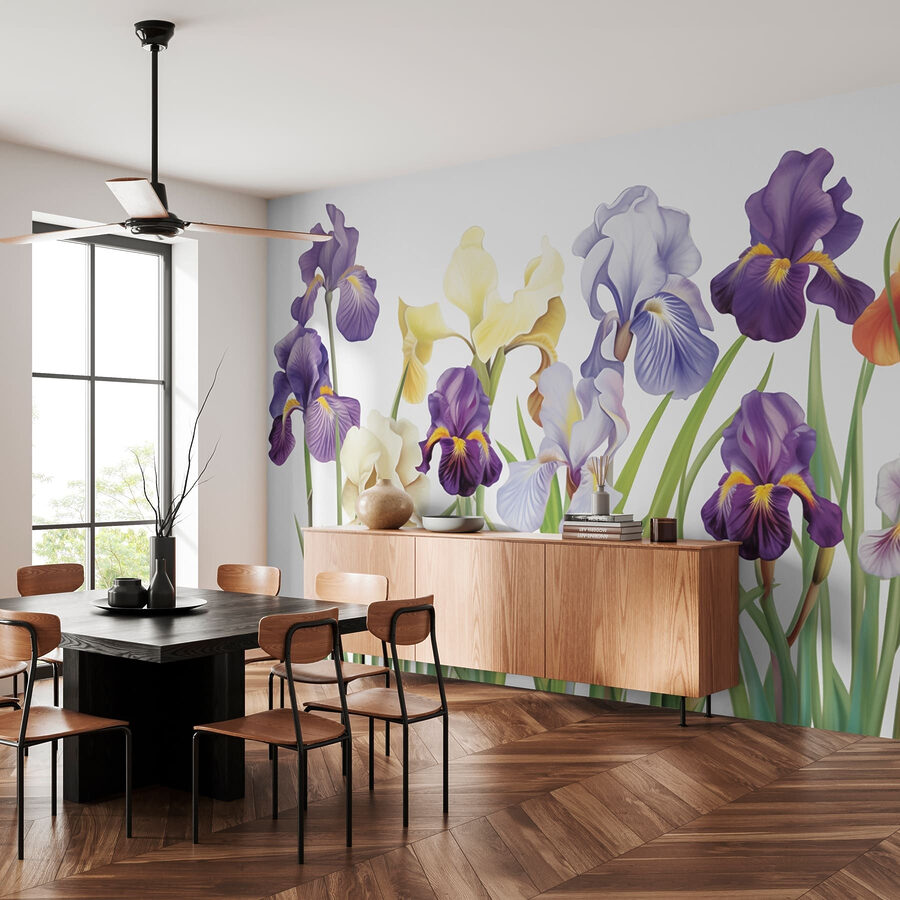 Gruppe von violetten und weißen Blumen