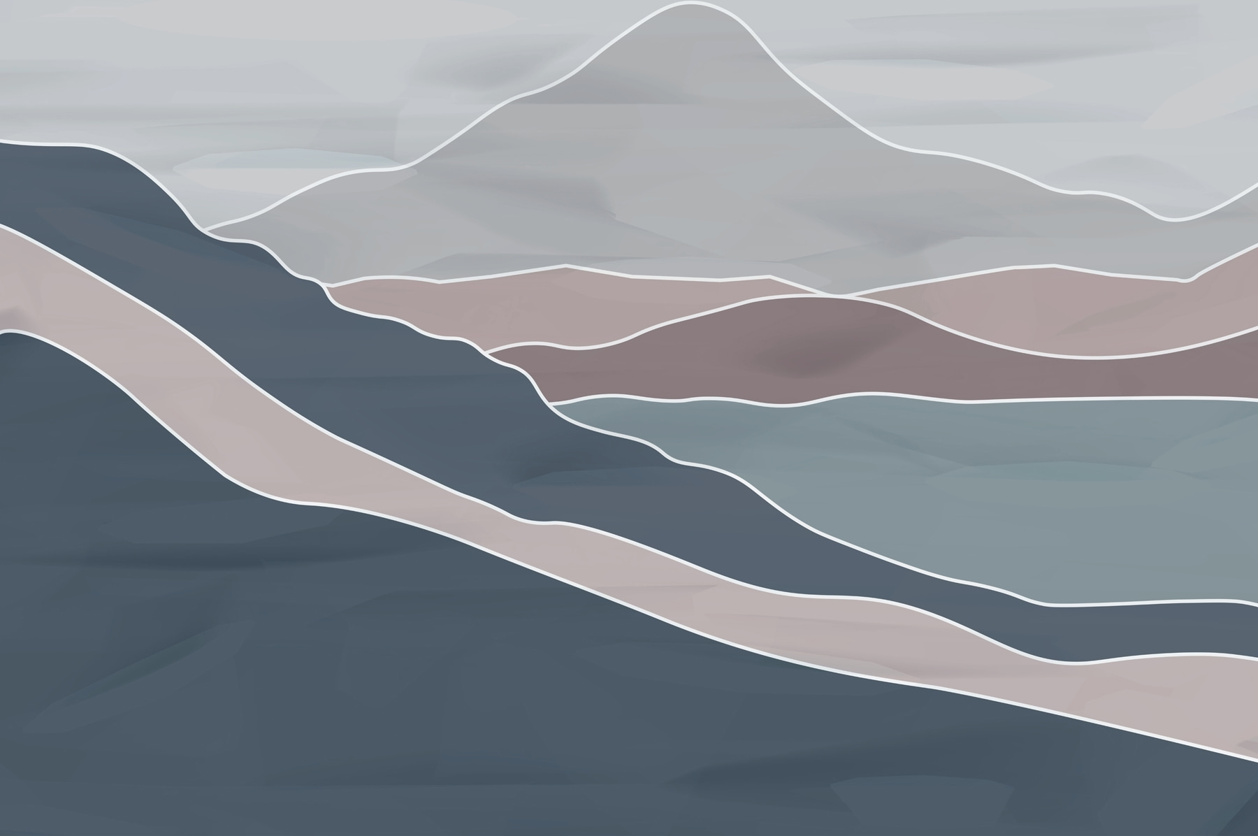 Mountain range with white lines