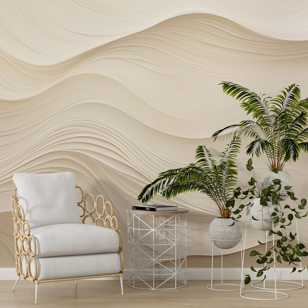White wavy lines on a white surface