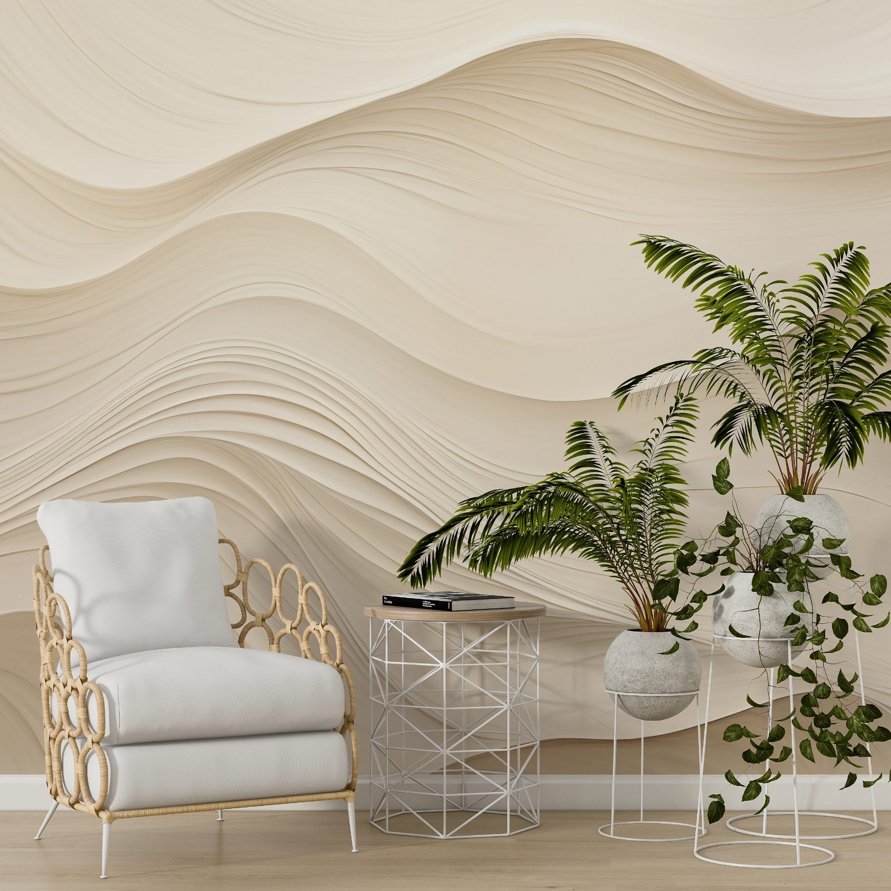 White wavy lines on a white surface