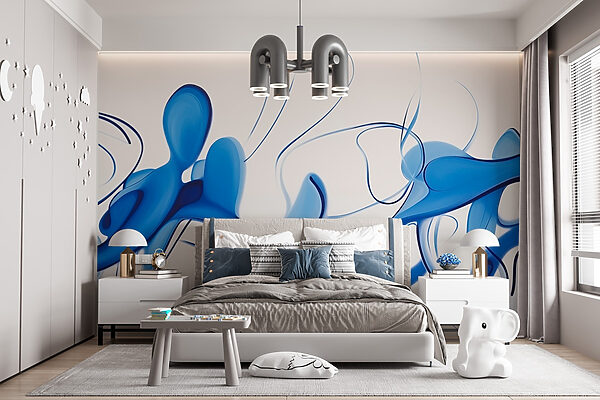 Blaue Wirbel auf weißem Hintergrund Blaue Wirbel auf weißem Hintergrund