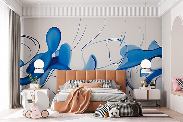 Blaue Wirbel auf weißem Hintergrund Blaue Wirbel auf weißem Hintergrund