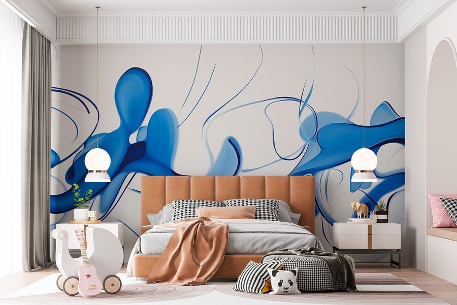 Blaue Wirbel auf weißem Hintergrund Blaue Wirbel auf weißem Hintergrund