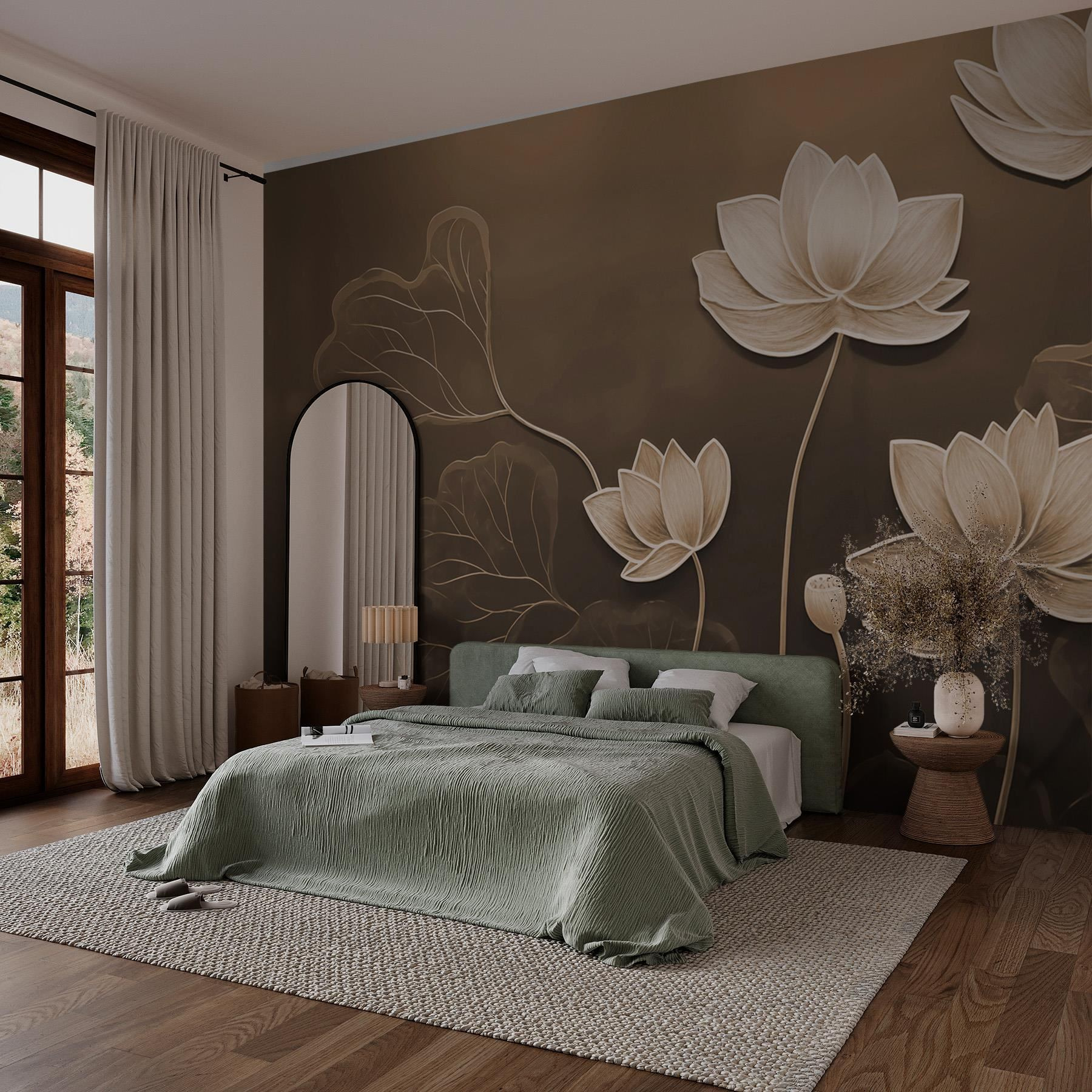 Serene blooms on a muted canvas