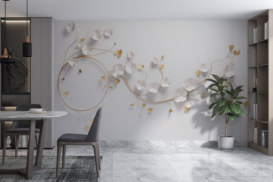 Elegantes Blumendekor an einer Wand