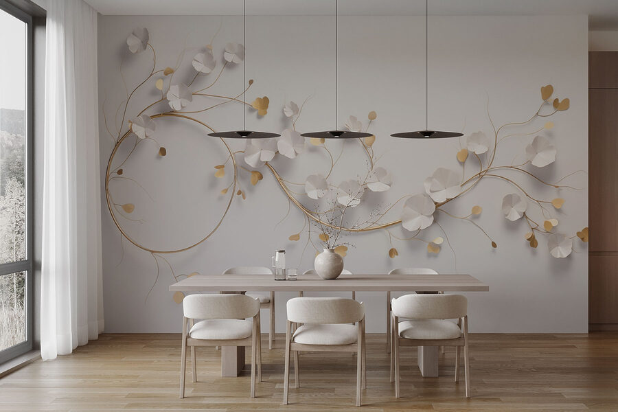 Elegantes Blumendekor an einer Wand