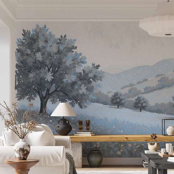 Landschaft mit Bäumen und Blumen Landschaft mit Bäumen und Blumen