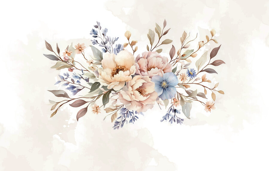 Wall murals Bouquet of flowers on a white background