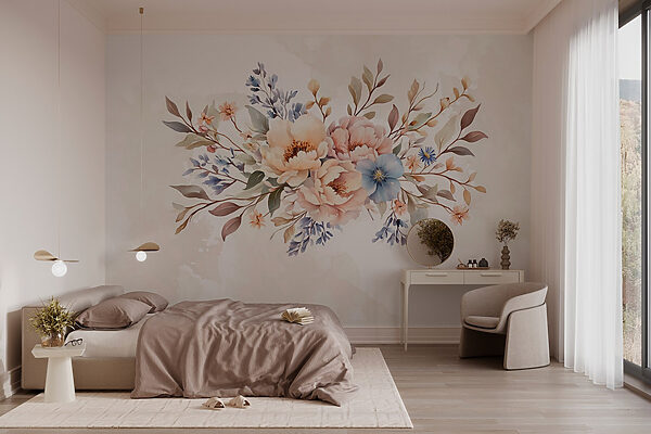 Wall murals Bouquet of flowers on a white background Wall murals Bouquet of flowers on a white background