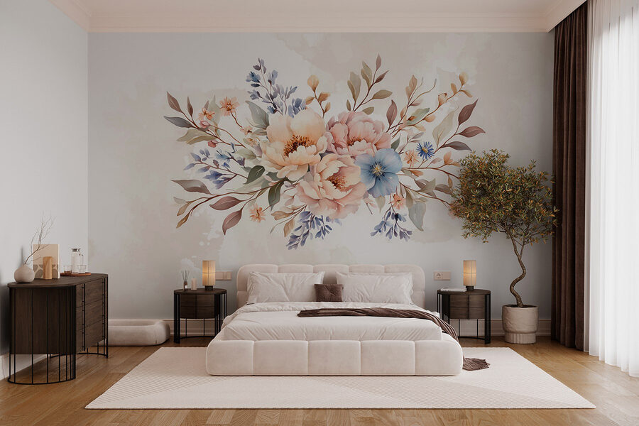 Wall murals Bouquet of flowers on a white background
