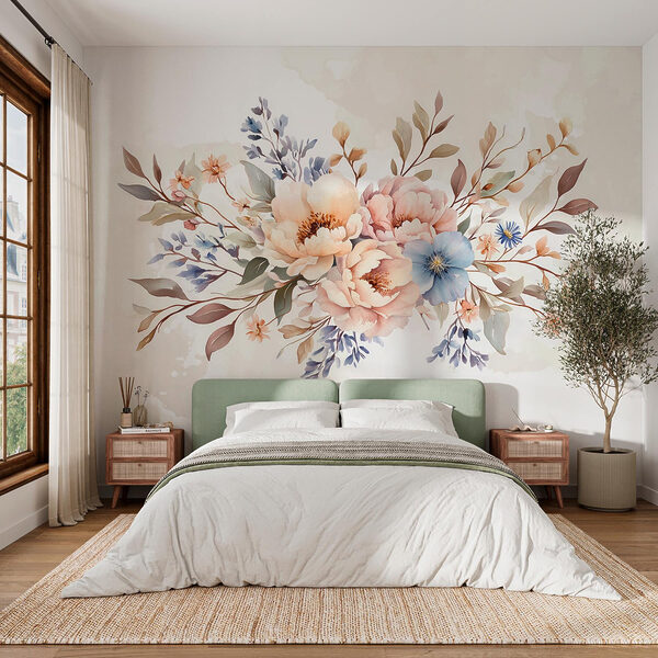 Wall murals Bouquet of flowers on a white background Wall murals Bouquet of flowers on a white background