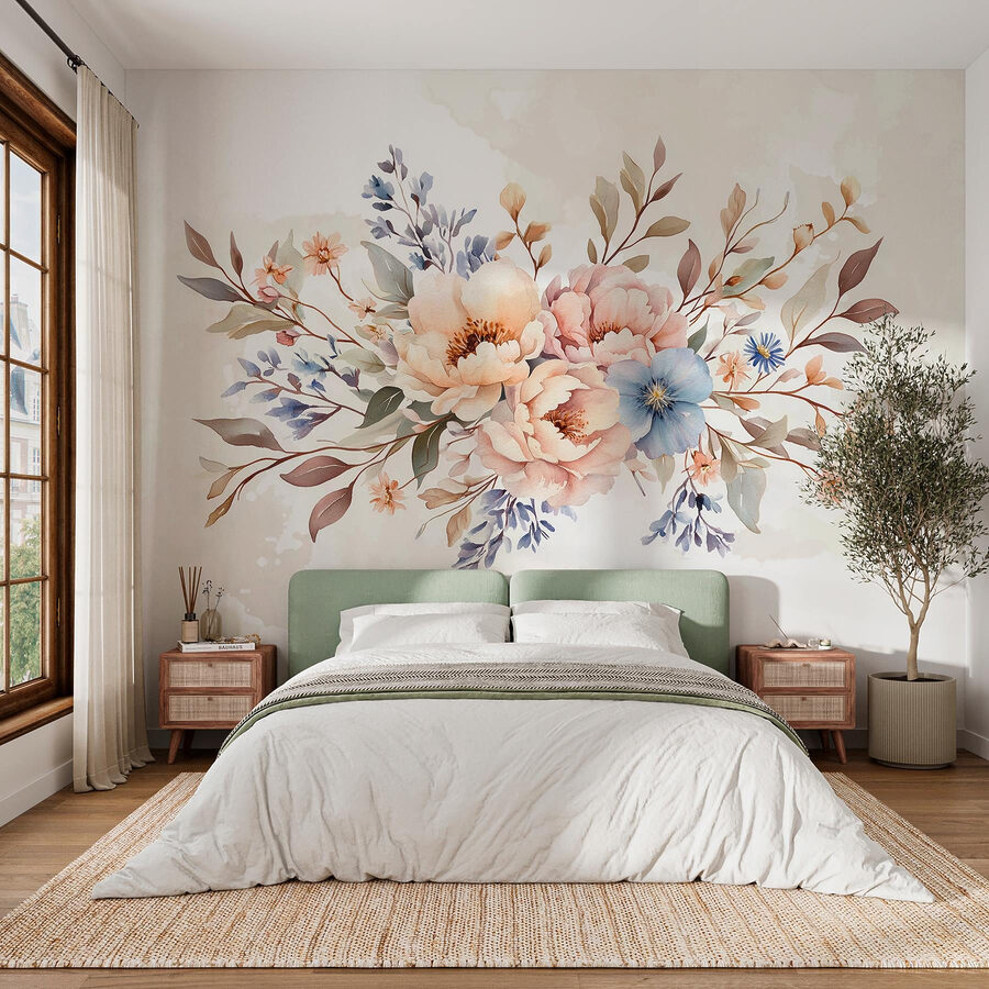 Wall murals Bouquet of flowers on a white background