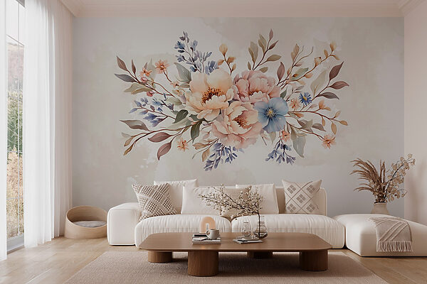 Wall murals Bouquet of flowers on a white background Wall murals Bouquet of flowers on a white background
