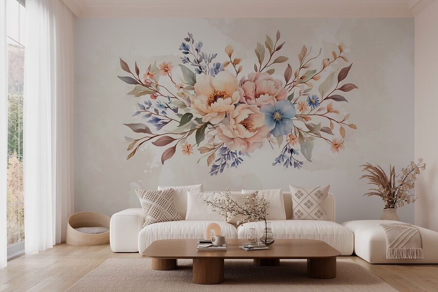Wall murals Bouquet of flowers on a white background