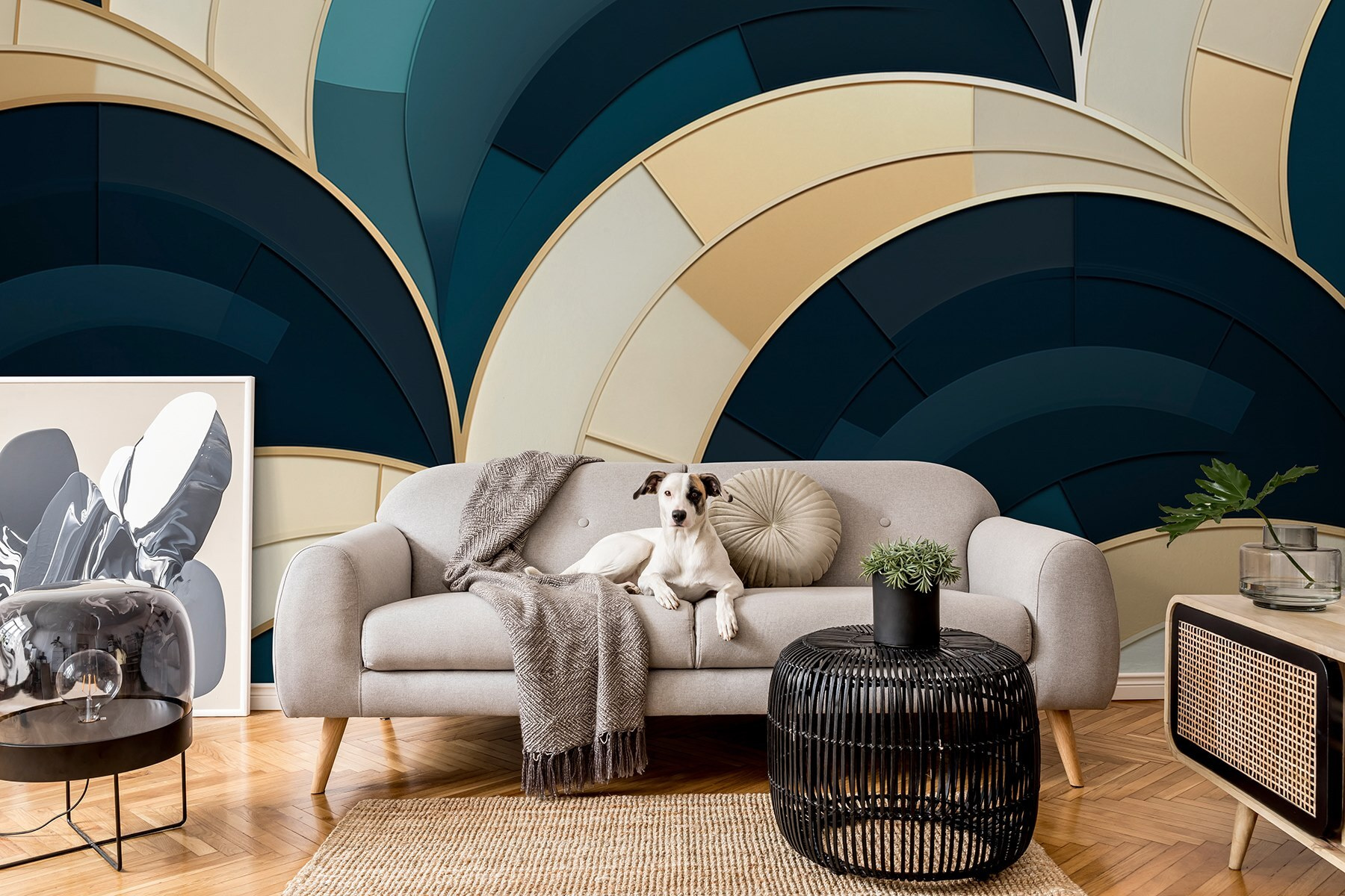 Abstract curves in calming colors