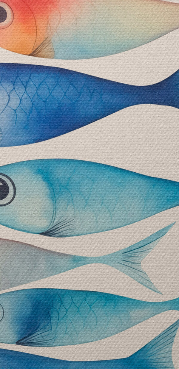 Gruppe von Fischen mit verschiedenen Farben Gruppe von Fischen mit verschiedenen Farben