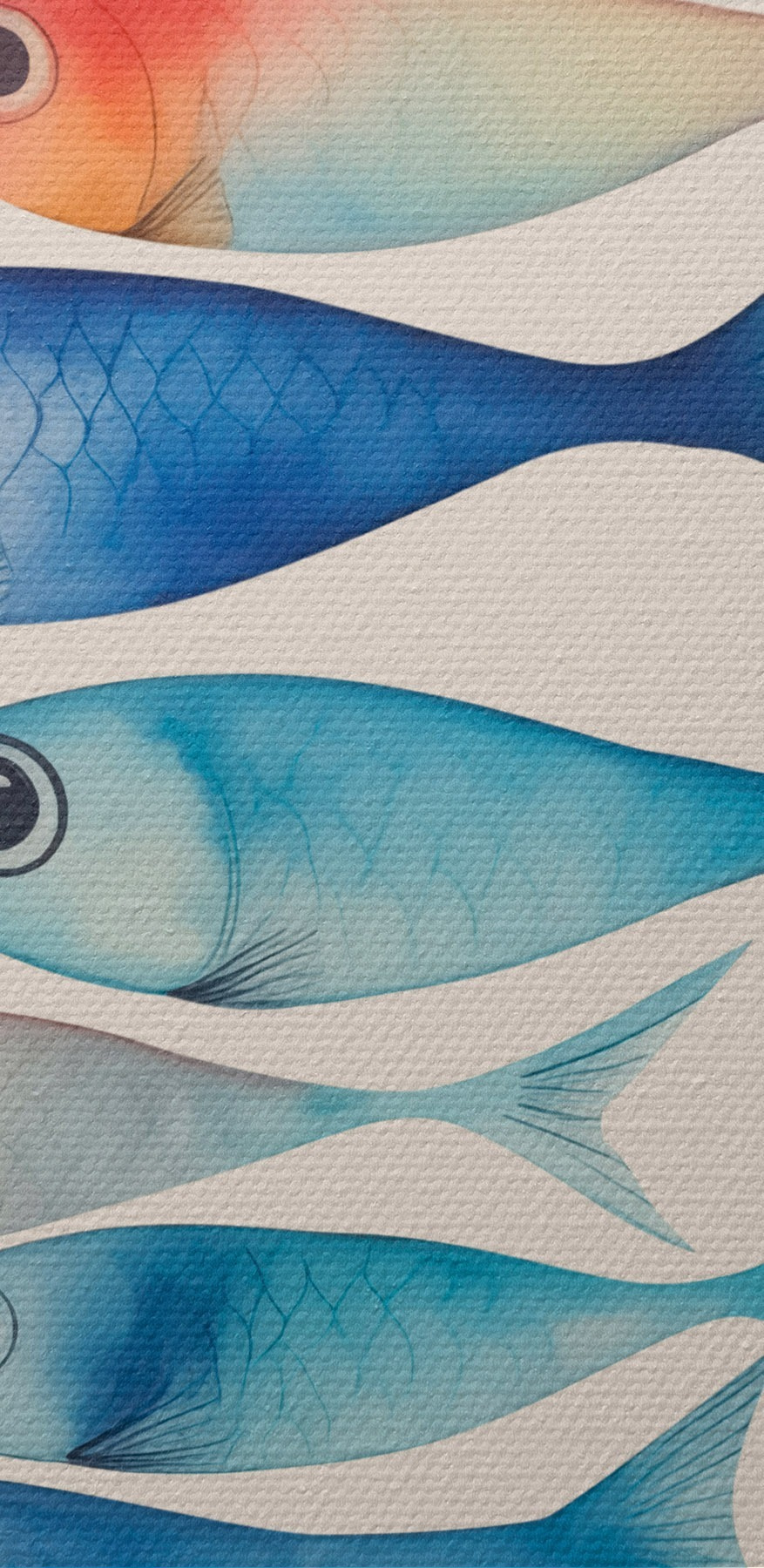 Gruppe von Fischen mit verschiedenen Farben Gruppe von Fischen mit verschiedenen Farben