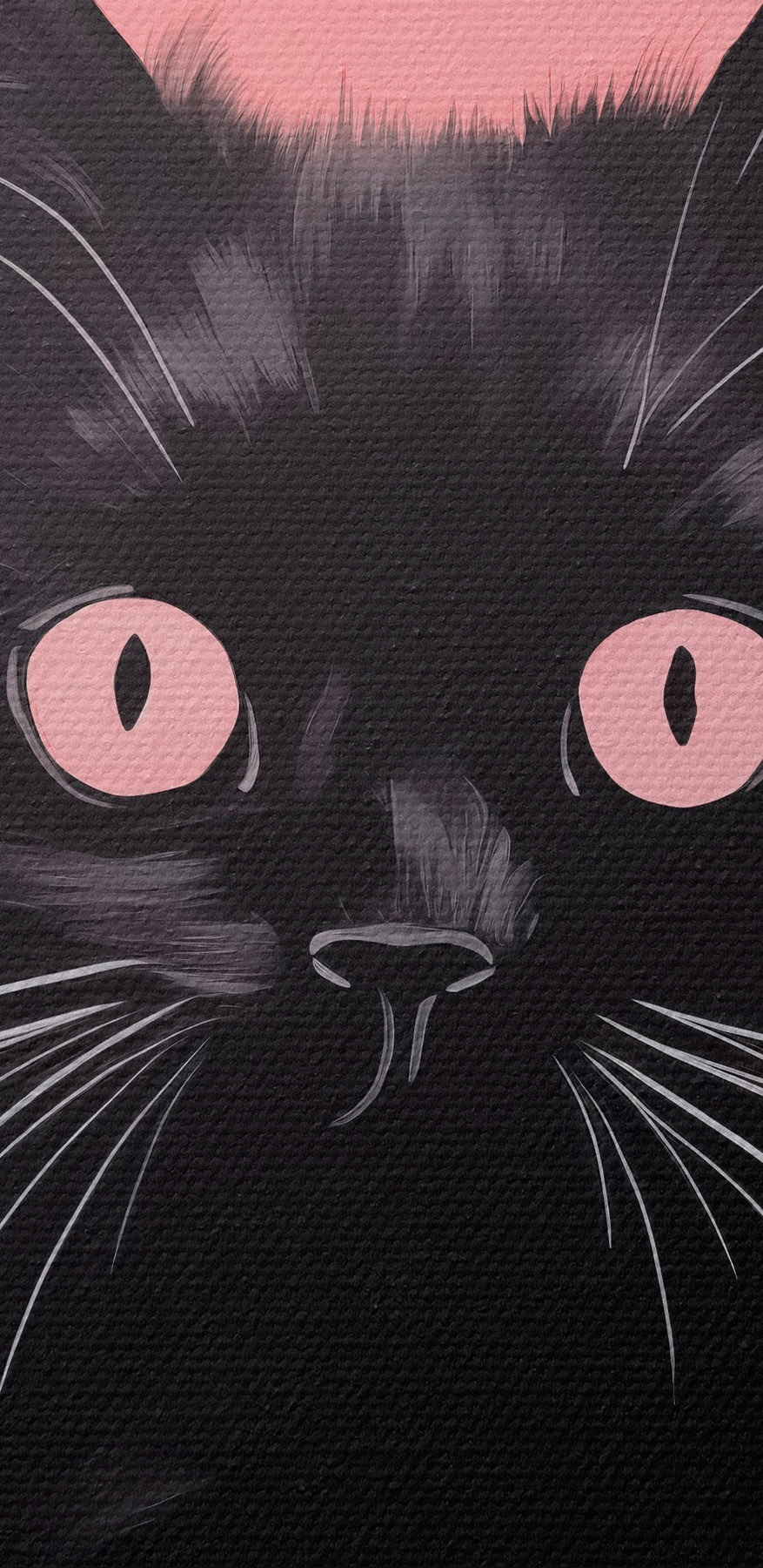Schwarze Katze mit rosa Augen