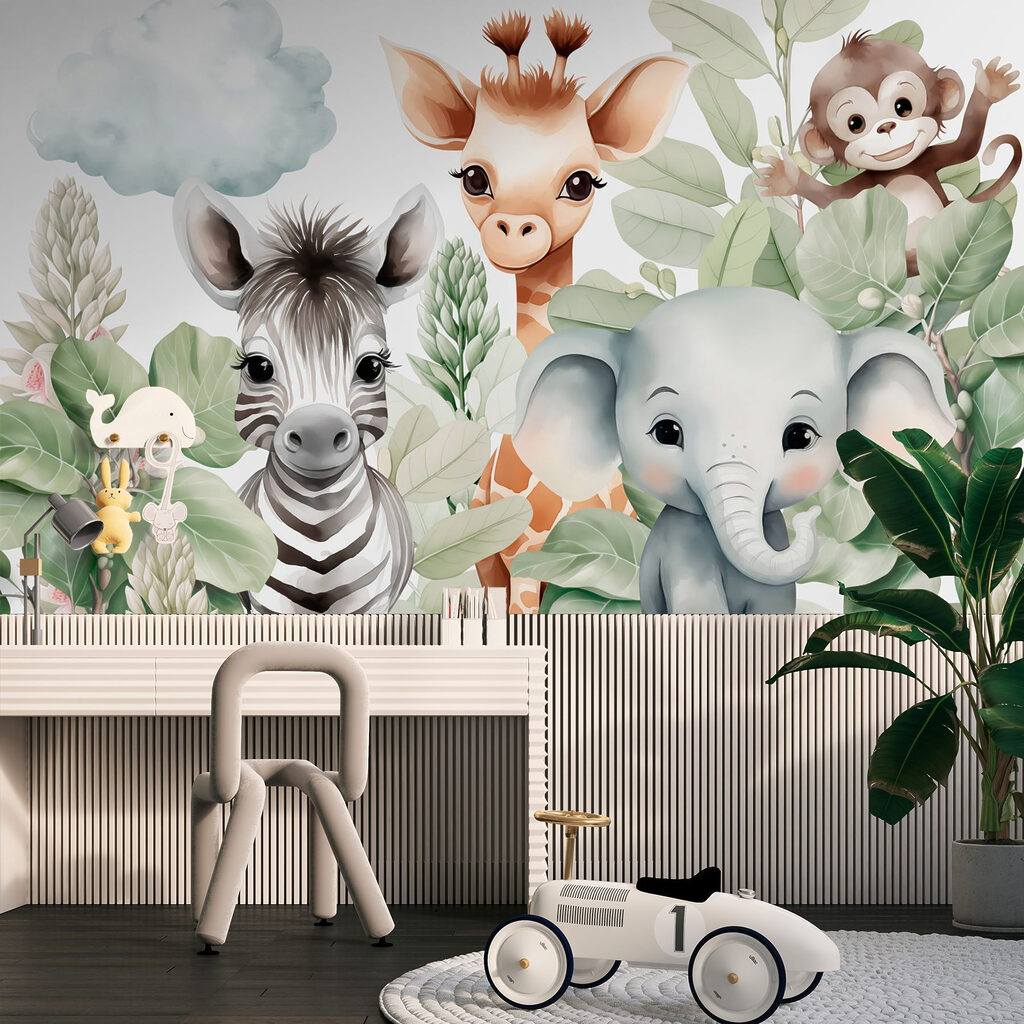 Group of animals with leaves Group of animals with leaves