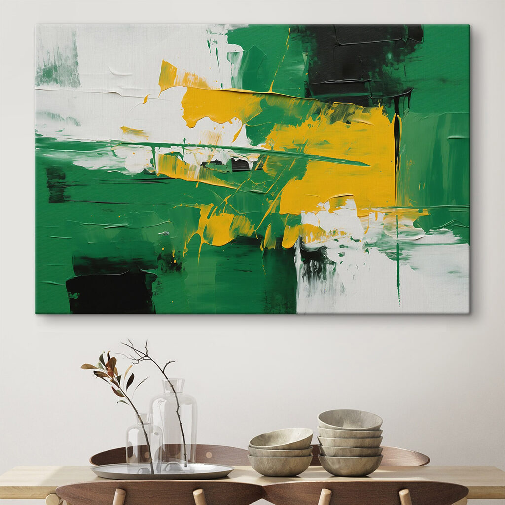 Painting of green and yellow paint