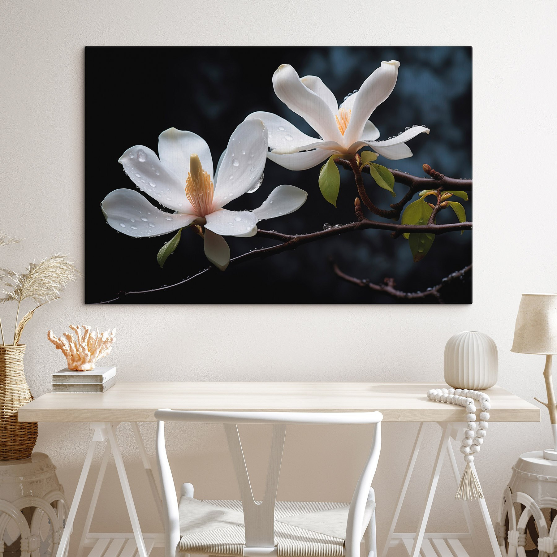 Delicate blossoms adorned with droplets Delicate blossoms adorned with droplets