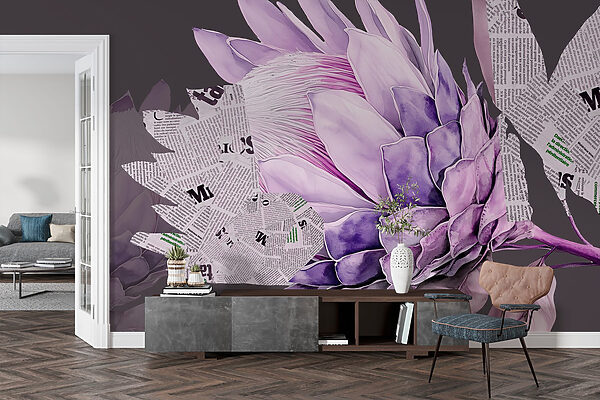 Lila Blume mit Zeitung Lila Blume mit Zeitung