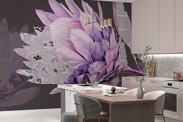 Lila Blume mit Zeitung Lila Blume mit Zeitung