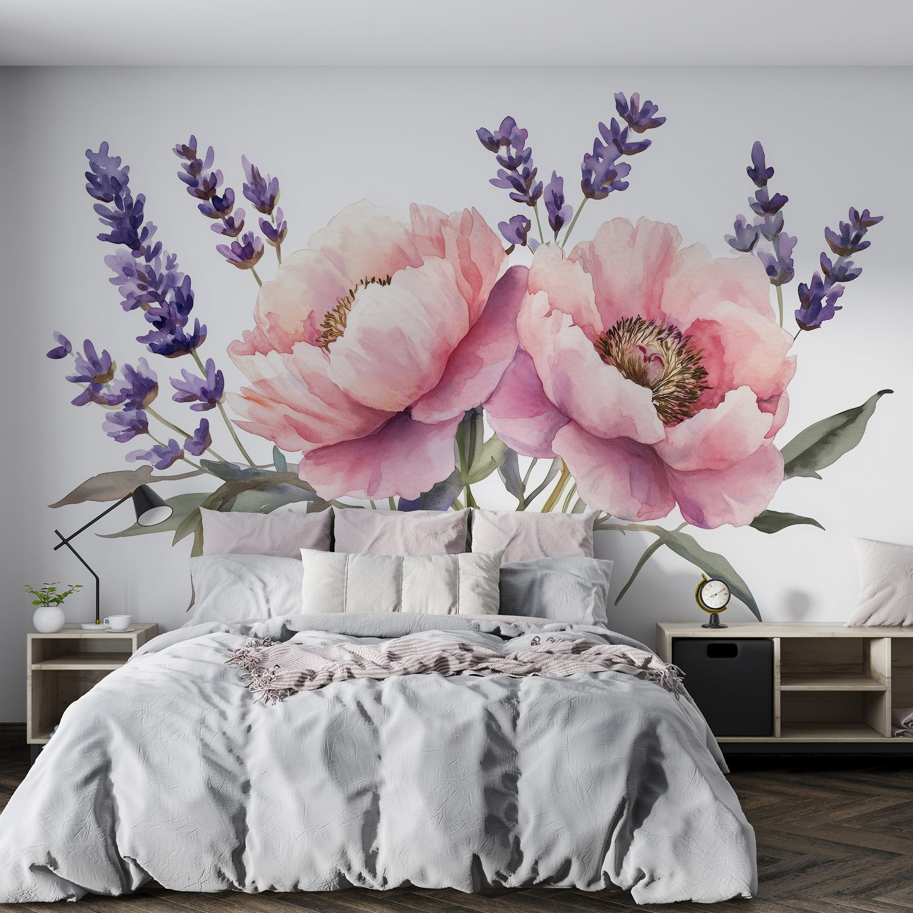 Watercolor of flowers and leaves