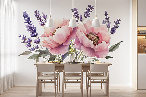 Aquarell von Blumen und Blättern Aquarell von Blumen und Blättern