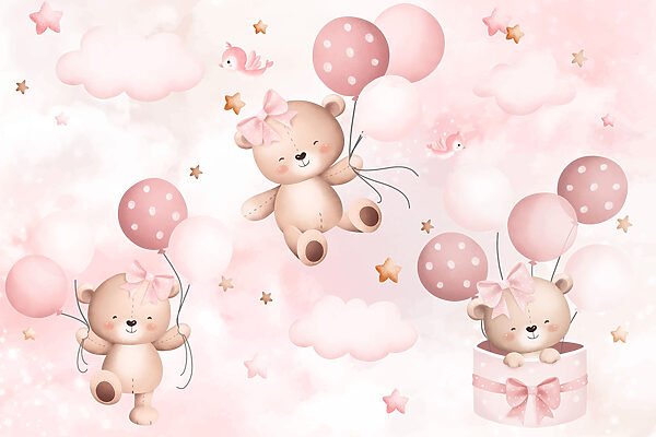 Gruppe von Teddybären mit Luftballons Gruppe von Teddybären mit Luftballons