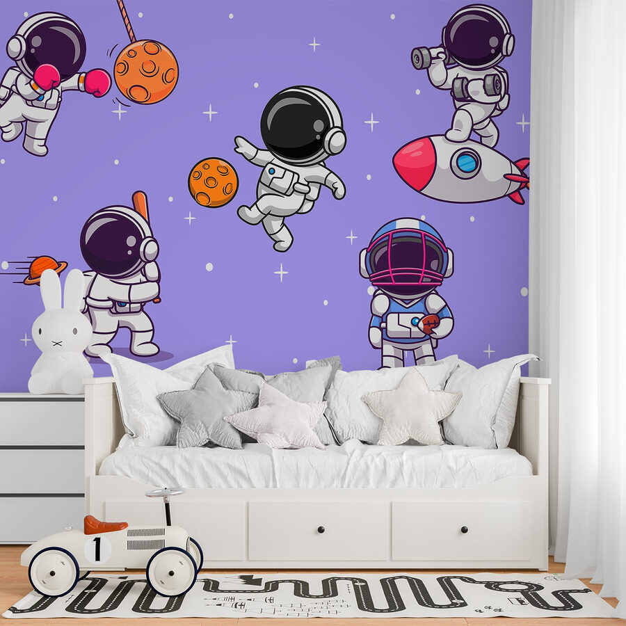 Karikatur von Astronauten im Weltraum