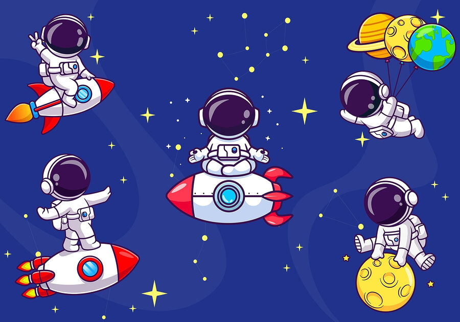 Cartoon-Astronaut im Weltraum