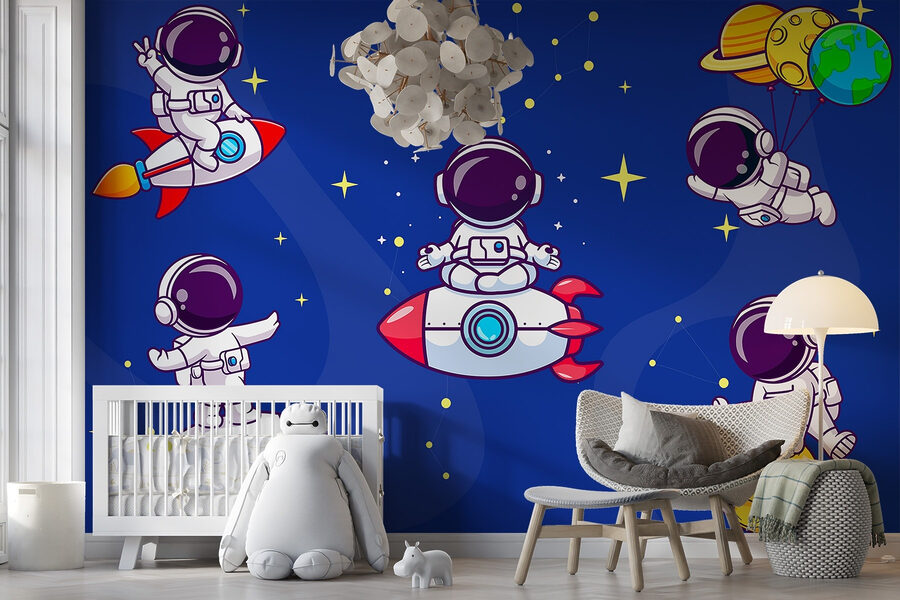 Cartoon-Astronaut im Weltraum