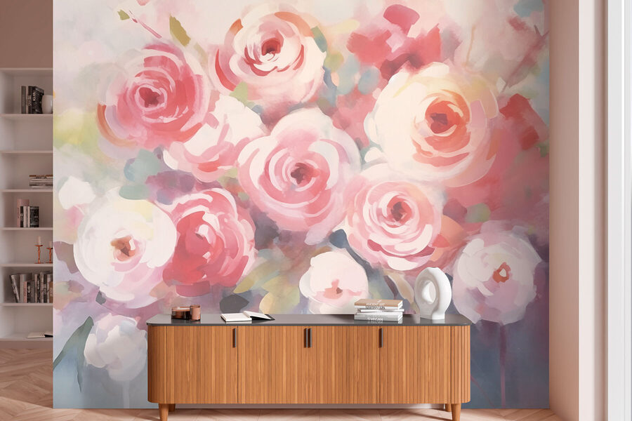 Malerei von Blumen auf einer weißen Fläche