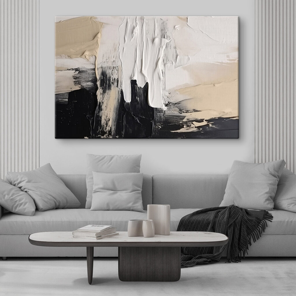 White and black paint on a white surface