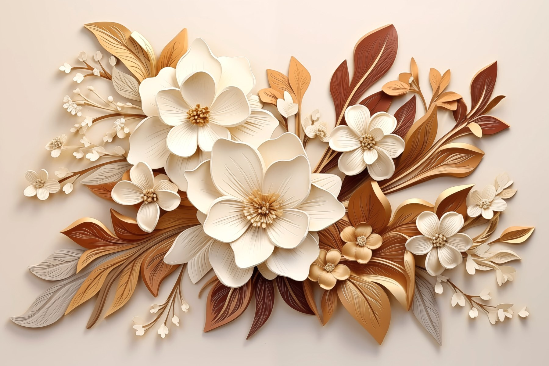 Group of white and brown flowers